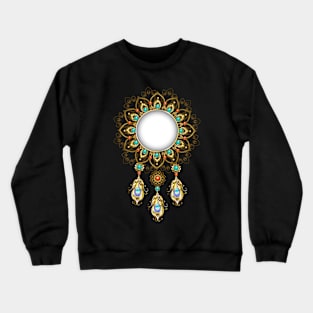 Banner with gold peacock feathers Crewneck Sweatshirt